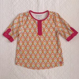 Cabana Life | Short Sleeve Pullover Rashguard Swim Top Multi Geometric Print 6X